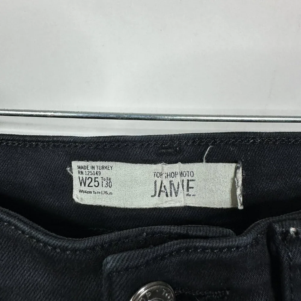 2/$30 Topshop Moto Jamie Jeans High Rise Ankle Skinny Licorice Black 25 #9368